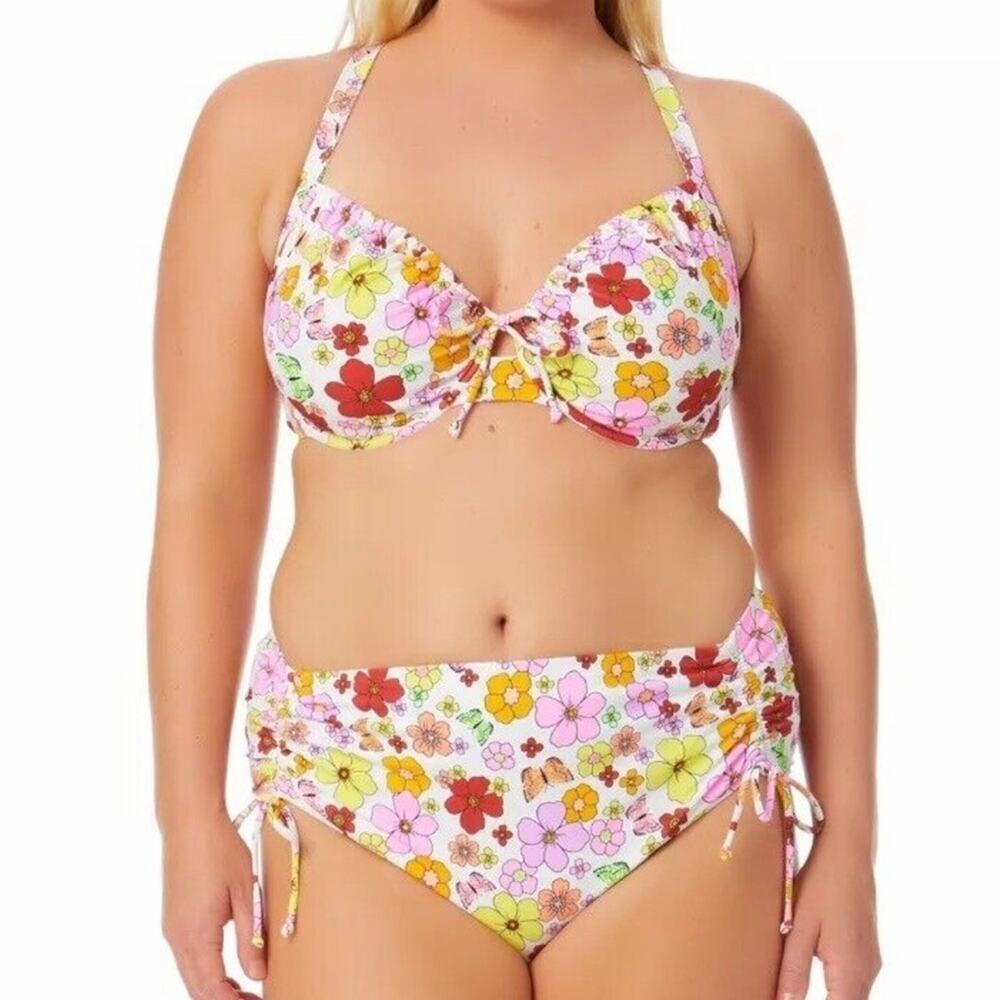 California Waves Floral Print Bikini Large NWT